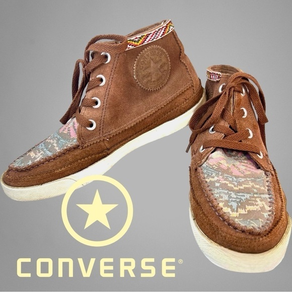 Vintage Very Rare CONVERSE ALL STAR CHUCK TAYLOR Cognac Suede Moccasin Sneaker - Picture 1 of 10